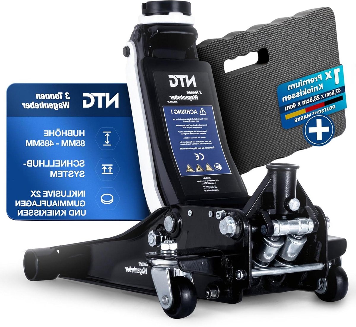 Hydraulische Garagekrik - Vloerkrik Plat - Onderhoud Voertuigen - Extra Platte Constructie - 85-485 mm - CE-model