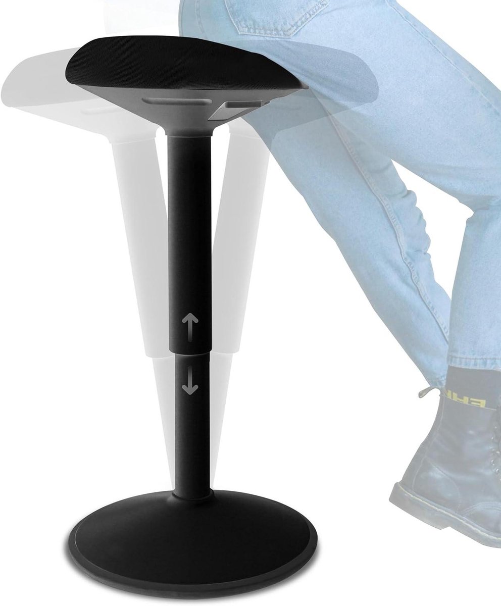 Ergonomische Wiebelkruk - Zitkruk Sta-bureau - Actief Werken - Hoogte Verstelbaar - 55-80 cm - Mat Zwart
