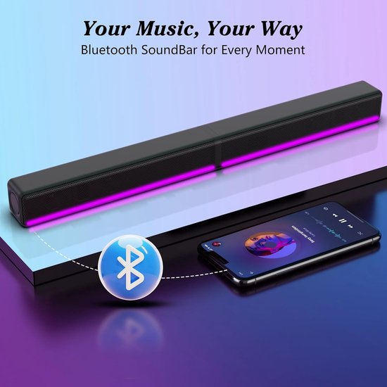 Soundbar met RGB LED - 2.1CH Bluetooth Speaker - Home Theater Geluid - Afneembaar 2-in-1 Ontwerp - 34 Inch Speaker — afbeelding 2