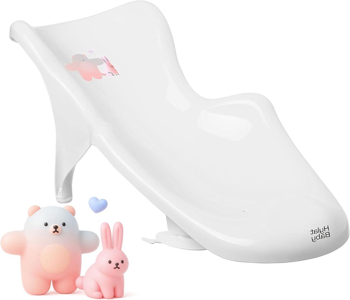 Baby Badinzet - Babybadje Lounger - Veilig Baden - Antislip Zuignappen - 48 x 24 x 19.5 cm - Wit