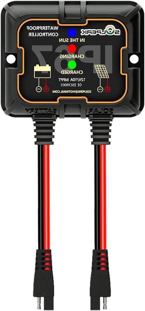 MPPT Solar Charge Controller - Zonne Laadregelaar - Batterij Opladen - Waterdicht IP67 - 10A 12V - Zwart