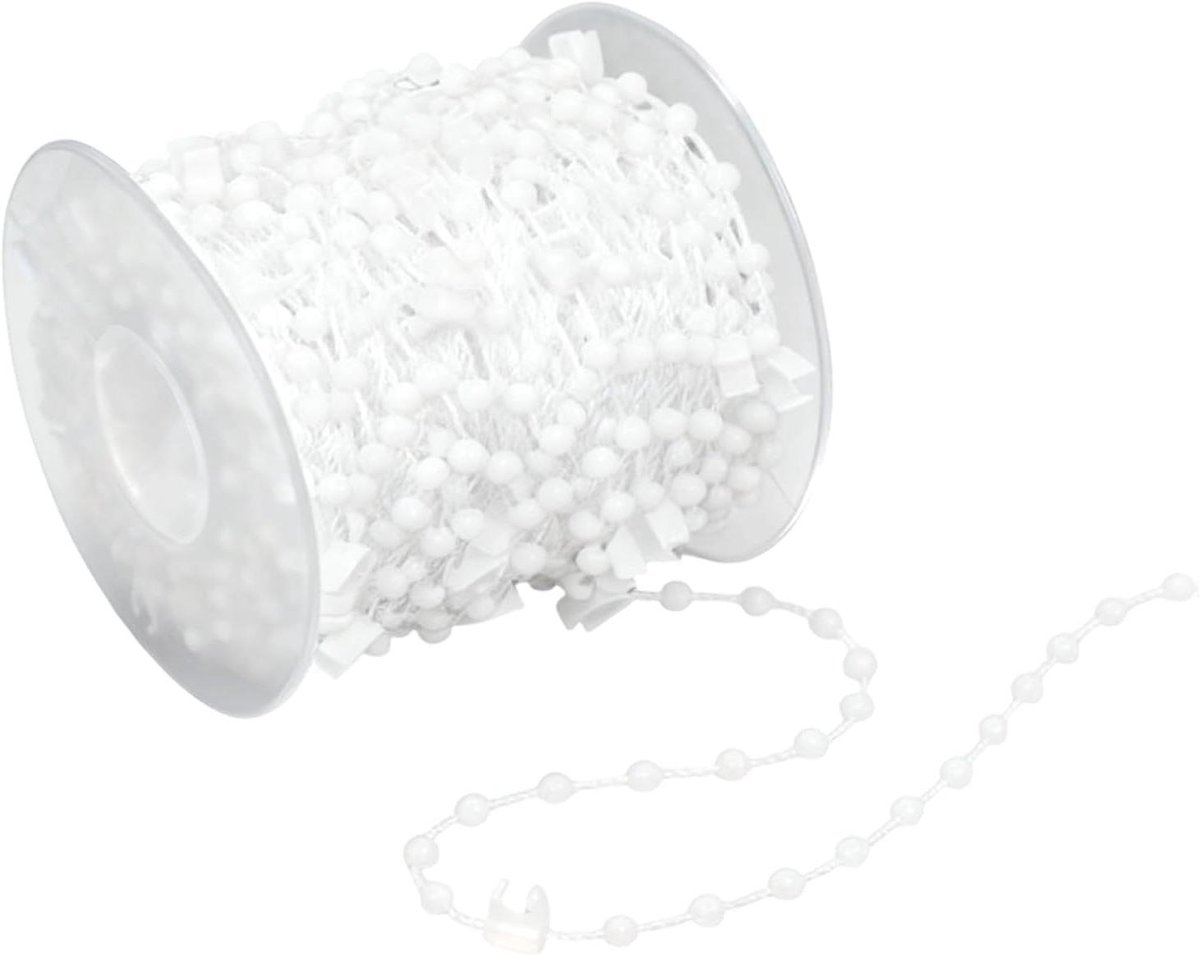 Verticale Jaloezie Ketting - Reparatieset Gordijnketting - Jaloezieën Repareren - Met 100 Clips - 10 meter - Wit
