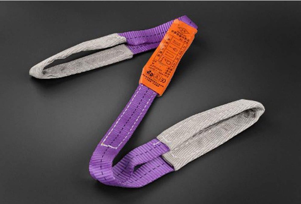 Hefriem Platte Lus - Draagriem Polyester - Zware Ladingen Verplaatsen - Snij- en Schurendicht - 1 meter - Paars