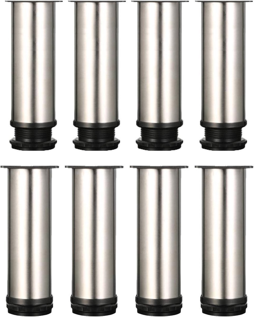 Meubelpoten - Tafelpoten Kastpoten - Meubel Stabilisatie - In Hoogte Verstelbaar - 15 cm 8 stuks - Geborsteld Staal