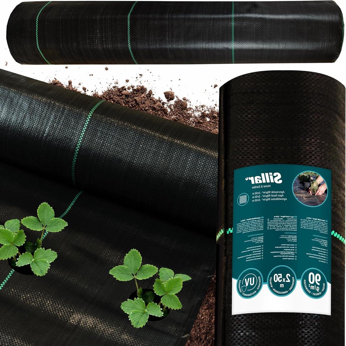Anti-wonddoek - Weringefolie Tuinfolie - Onkruid Wieden - Waterdoorlatend - 2 x 50 m - Zwart