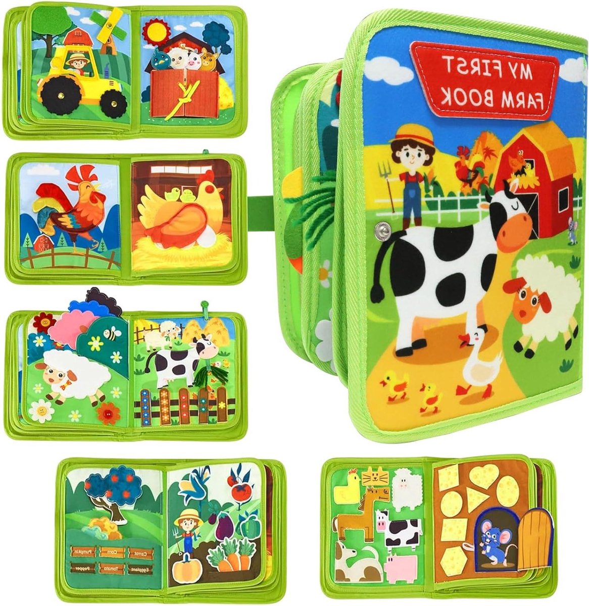 Busy Book Montessori - Educatief Kinderspel - Kinderen Leren - Sensorisch Vilt Materiaal - 32.7 x 24.5 x 7.7 cm