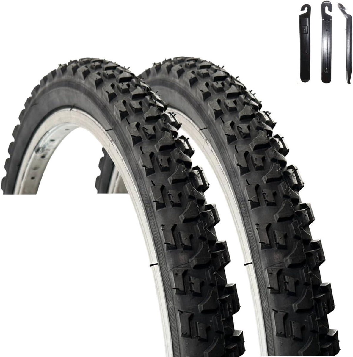 Fietsbanden Set - Banden VEE Rubber - Fietsen Onderhoud - Inclusief Bandenlichters - 24 x 175 inch - Zwart