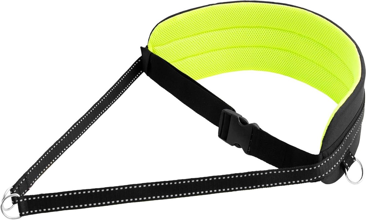 Buikriem Hondensport - Handsfree Lijn - Sporten met Hond - Ergonomische Pasvorm - Tot 115cm Heupomvang - Zwart Neon Geel