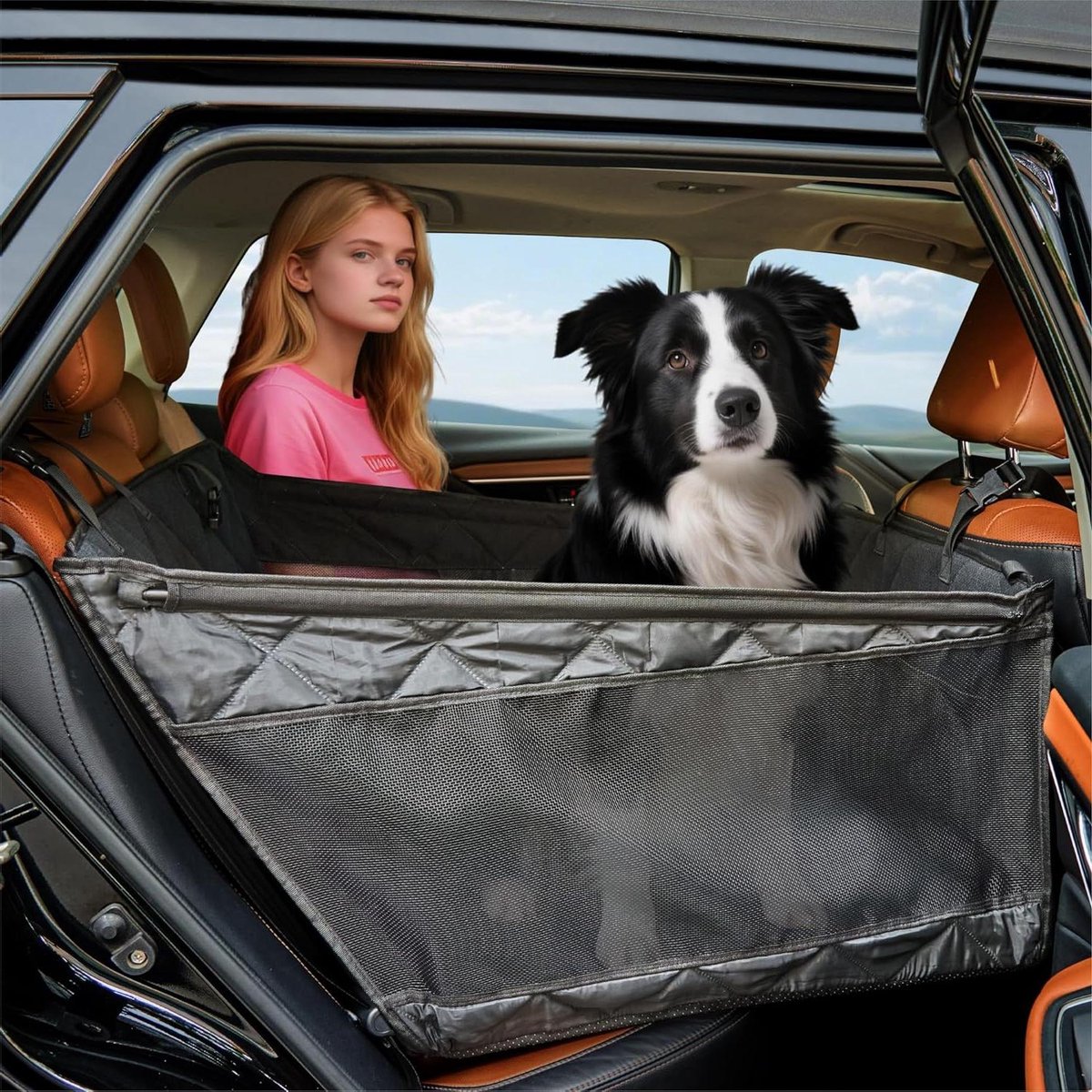 Honden Autostoelhoes - Honden Hangmat - Veilig Reizen - Harde Bodem - 73 x 62 x 55 cm - Zwart