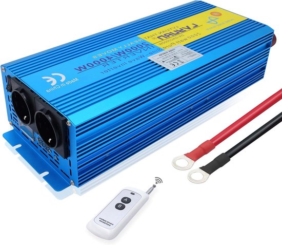 Zuivere Sinus Omvormer - Stroomomvormer 12V 230V - Stroomvoorziening Onderweg - Dubbele EU-stopcontacten - 2000 Watt - Zwart