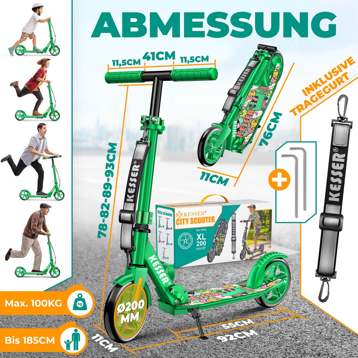 KESSER® Stuntstep - Kinderstep - Step voor Kinderen en Volwassenen tot 100kg en 185cm lang