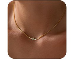 Kruis Halsketting Voor Vrouwen 14K Goud/Zilver Verguld Sierlijk Klein Kruis Hanger Halsketting Choker Geloof Sieraden Religieuze Minimalistische Geschenken