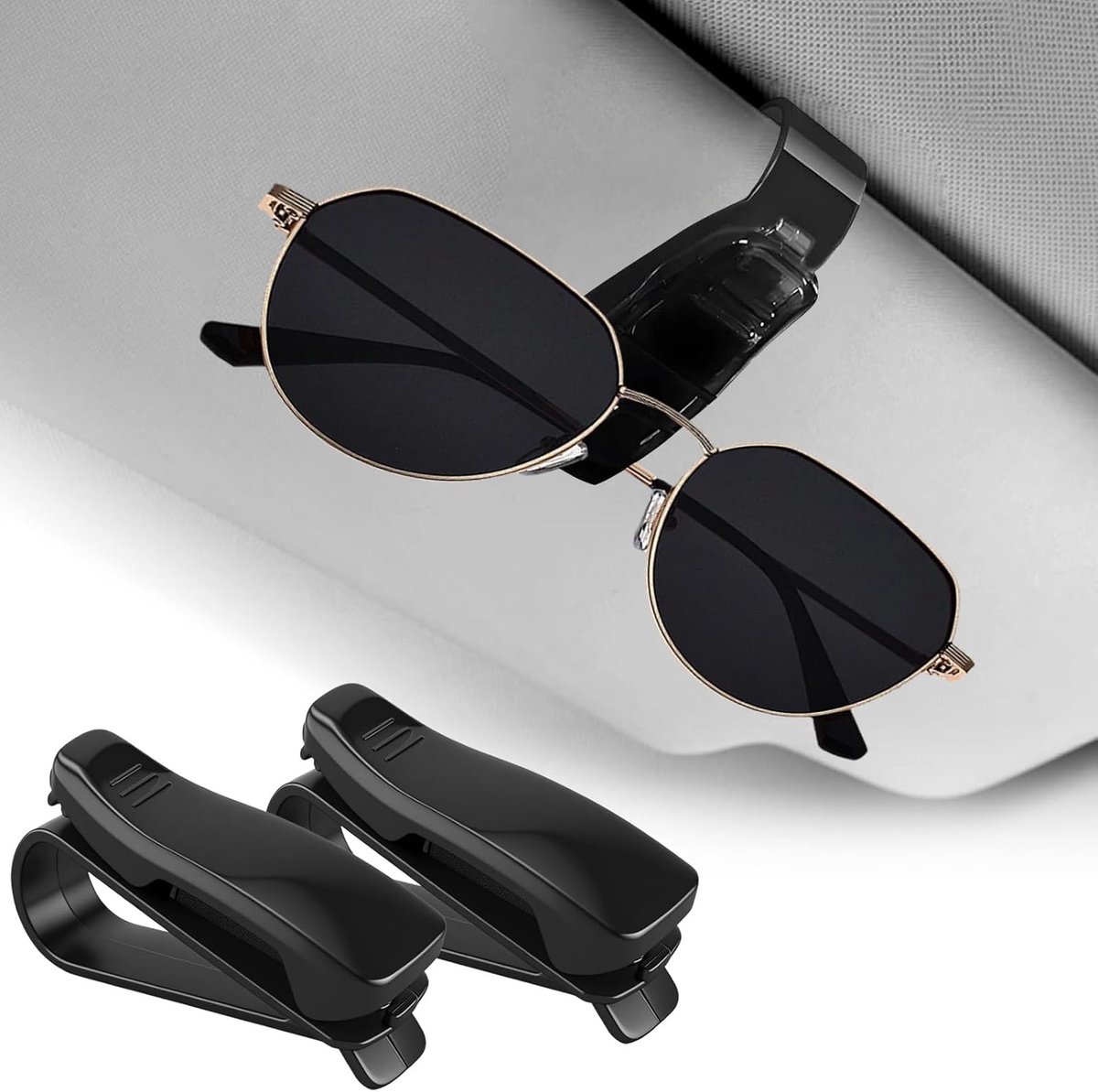 2 stuks brillenhouders voor auto, krasbestendige en schokbestendige zonnebrilhouder auto, universele zonnebrilclip voor glazen, kaarten, rekeningen