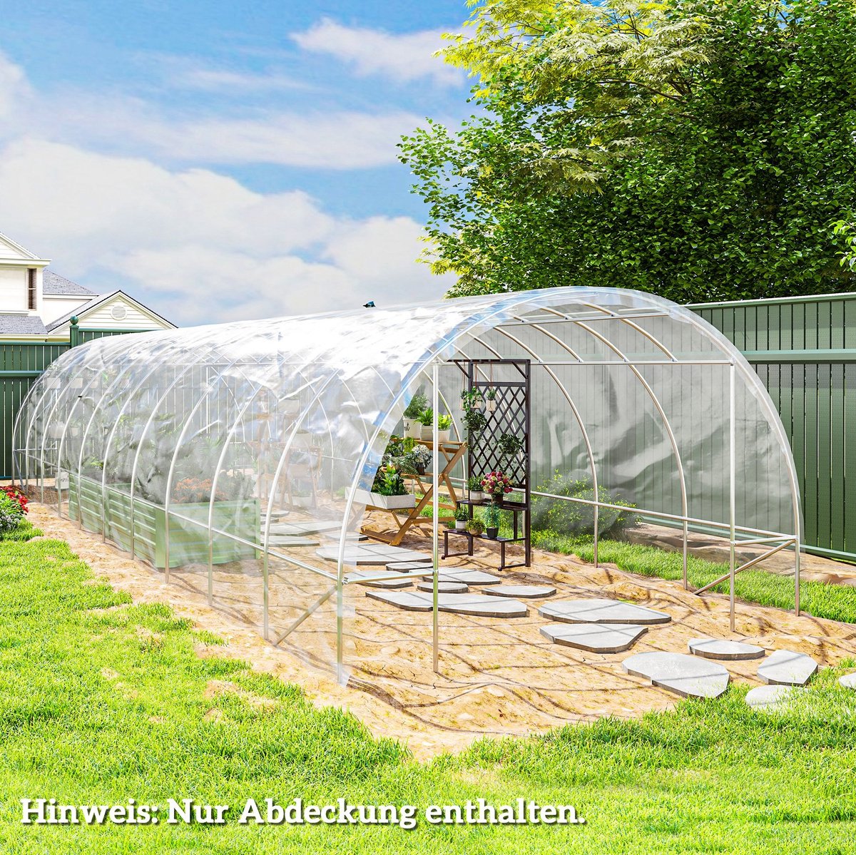 MEUNIQ Gewächshausfolie 6 x 10 m transparant van polypropyleen, 0,15 mm dik, waterdicht en UV-beschermend, voor kas of folietunnel