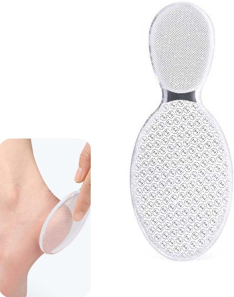 Voetvijl Glas - Voetrasp Schraper - Eelt Verwijderen - Dubbelzijdig Fijn - 12.9 cm - Transparant
