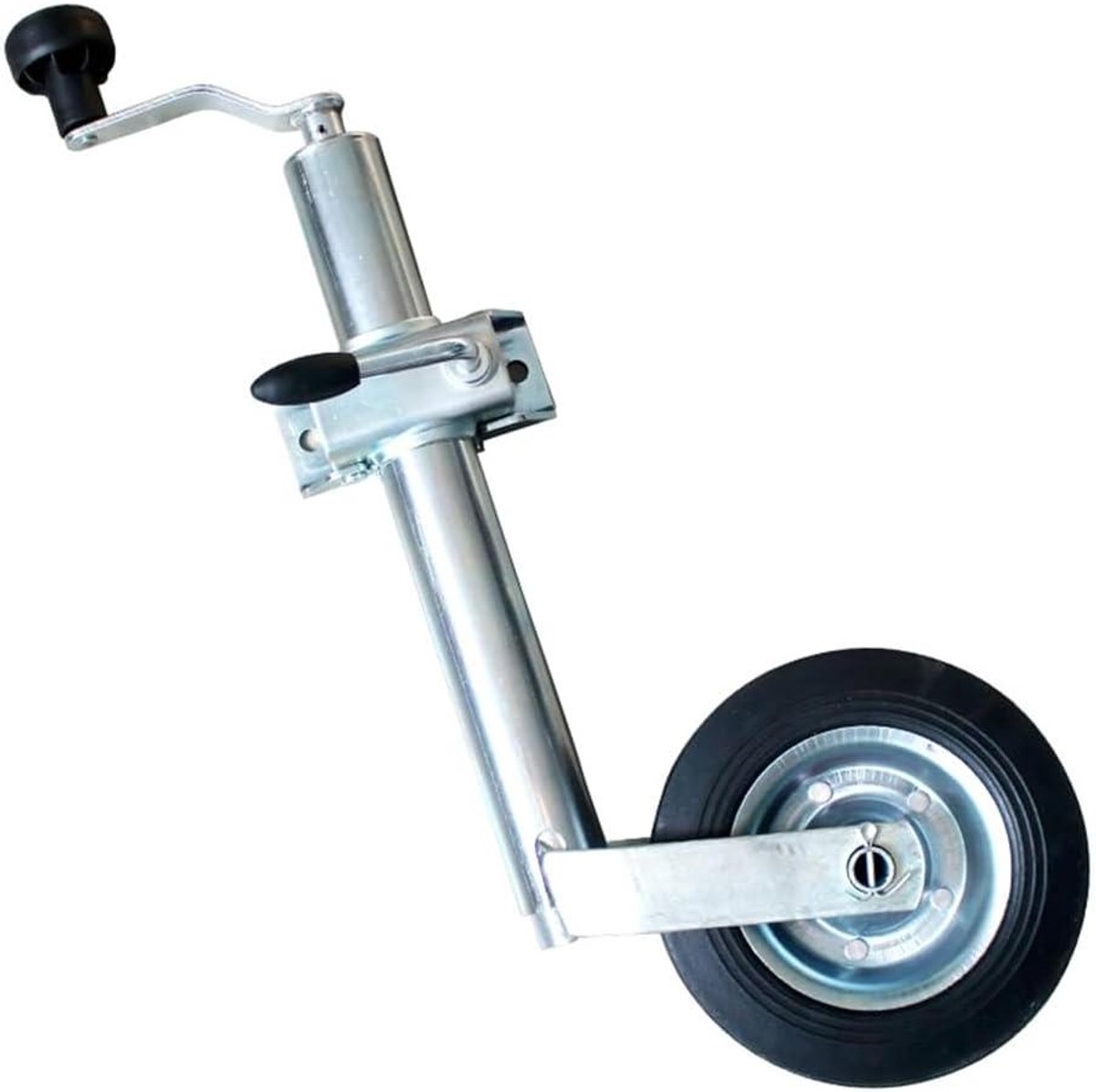 Ondersteuningswiel Trailer - Krik Wiel Caravan - Trailer Stabiliseren - Versterkt Carbon Staal - 48 mm Diameter - Zilver