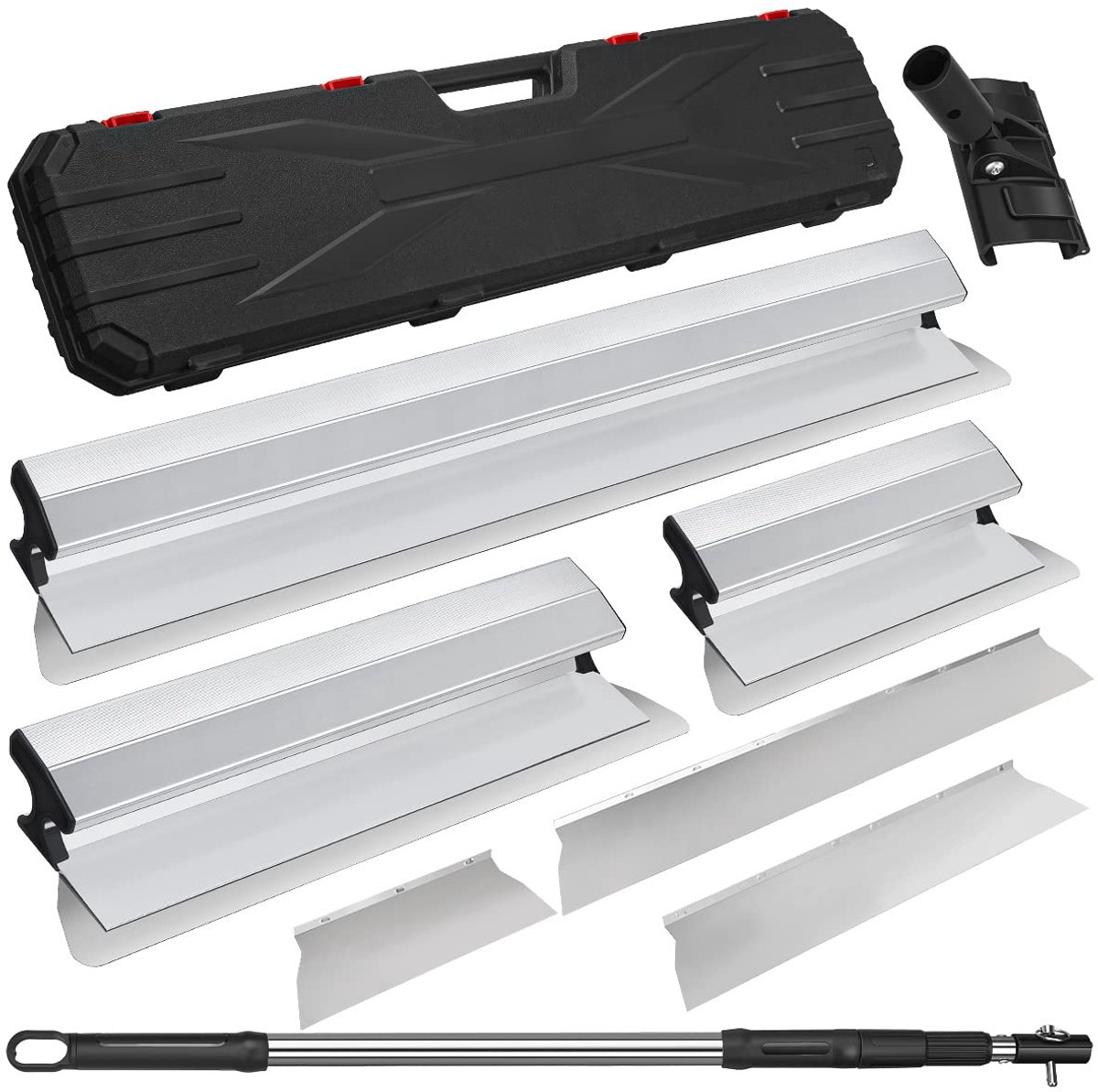 Set van rechttrekkende troffel voor wanden, roestvrijstalen rechttrekspatel voor gipsplaten met verlenggreep (30 cm + 50 cm + 80 cm)