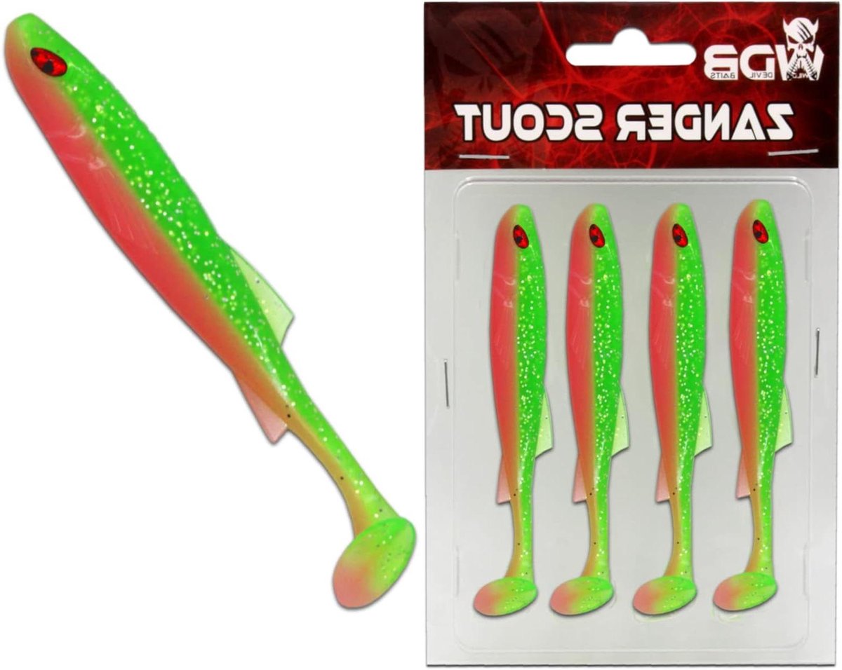 Rubber Vis Shad - Softlure Kunstaas - Snoekbaars Vissen - Hoogfrequente Loop - 125 cm - Elektrische Chicken