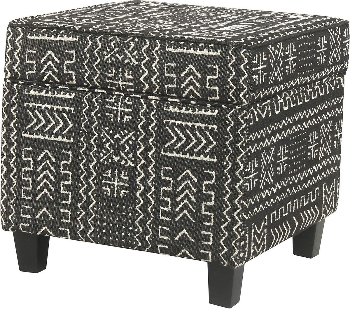 Opbergpoef Vierkant - Ottomaanse kruk Voetenbank - Woonkamer Organisatie - Afneembaar Deksel - 44.45 cm Breed - Onyx