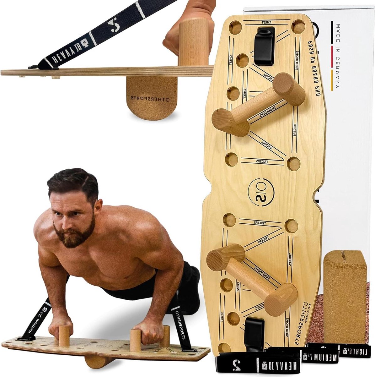 Push-up Board - Borsttrainer Balansbord - Bovenlichaam Trainen - Hout met Weerstand - N.v.t. - Bruin