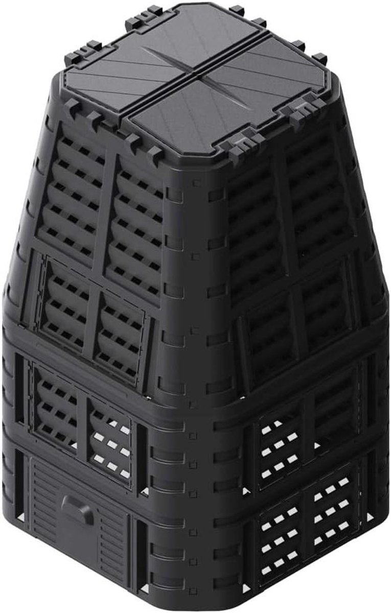 Compostbak - Compostvat Afvalbak - Tuinafval Verwerken - Hoge Warmte Ontwikkeling - 1000 L - Zwart