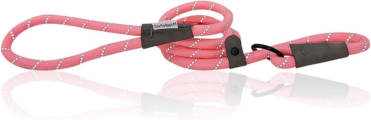 Hondenriem Touw - Hondenlijn Slipketting - Veilig Wandelen - Volledig Reflecterend - 100 cm - Roze