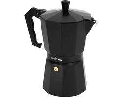 Koffiezetter - Mokkapot Percolator - Koffie Zetten - Lichtgewicht Aluminium - 300 ml - Zwart