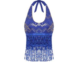 Dansk Top - Buikdans Top - Optreden - Met Pailletten - One Size - Zwart