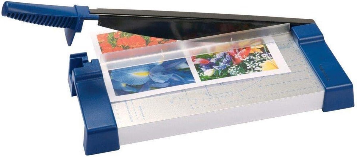 Hefboomsnijmachine - Papiersnijder A4 - Papier Snel Snijden - Robuust Hefboomsysteem - 320 mm - Blauw/Zilver