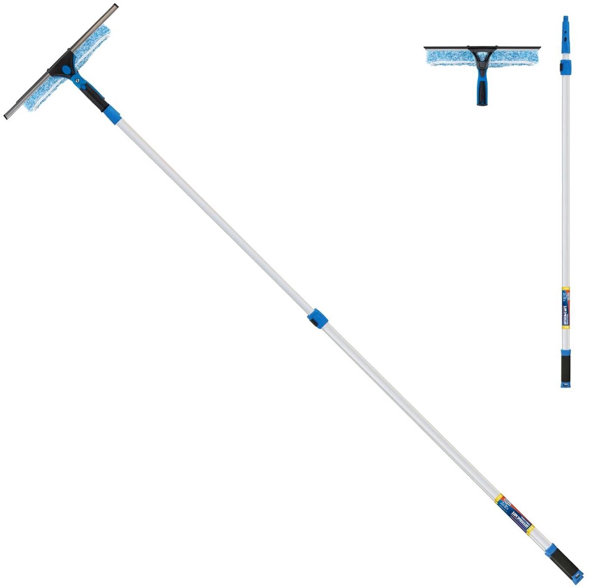 Raamwisser Combi - Raamtrekker Schrobber - Ramen Zemen - 2-in-1 Tool - 14 inch - Blauw