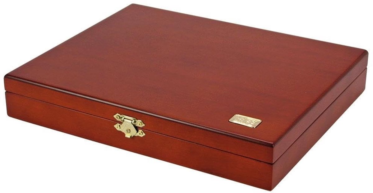 Muntencassette Echt Hout - Muntendoos - Munten Verzamelen - Met 3 Inzetten - 22.3 x 6.3 x 27.7 cm - Bruin