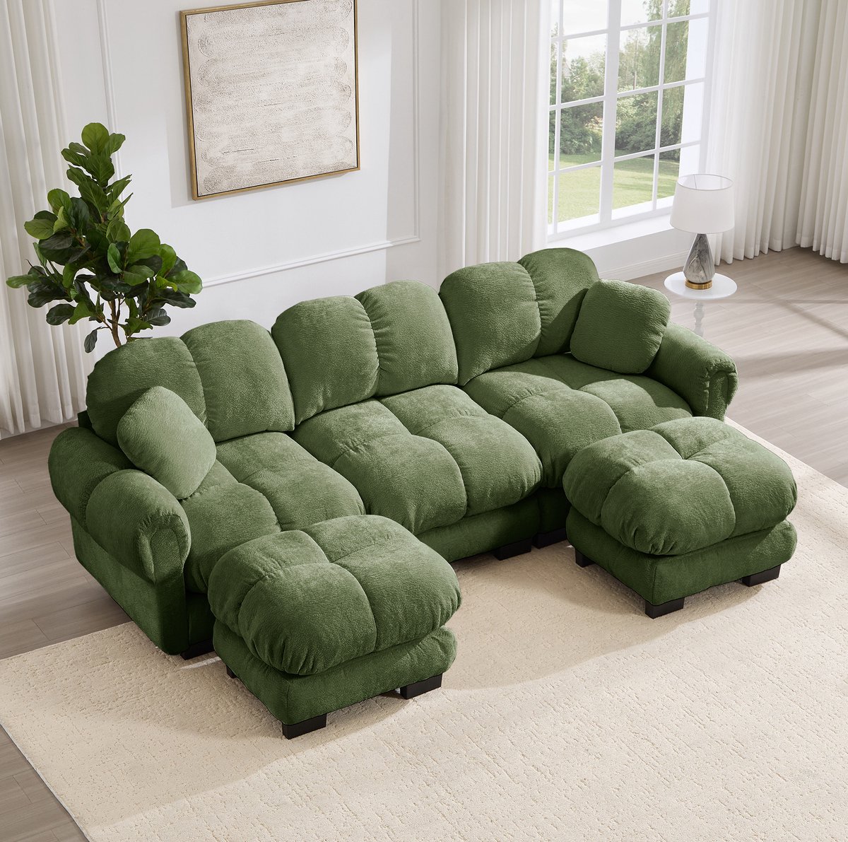 HAUSS SPOLE U-Bank - Modulaire Cloud Sofa - Met Mobiele Ottomanen En 2 Kleine Kussens - Vo