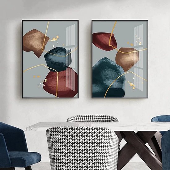 Abstracte lijn geometrie afbeeldingen, abstracte botanische kunst poster, woondecoratie, kunst aan de muur, frameloos (20 x 30 cm x 3, foto's 7) — afbeelding 2