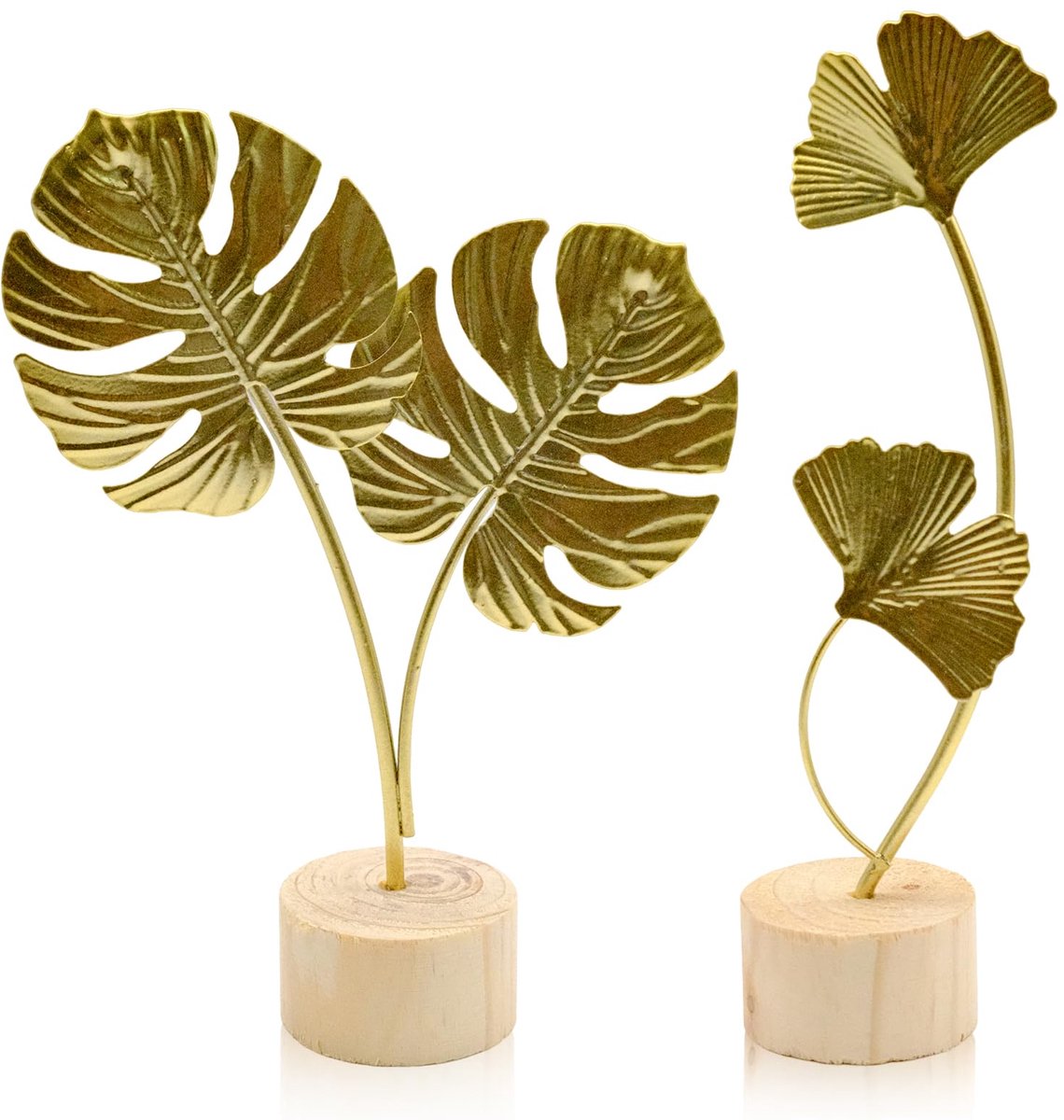 Biloba Decoratieve Ornamenten, Ginkgo-Bladbeeld voor Decoratie van Ginkgo-Bladeren, Creatieve Moderne Huisdecoratie Standbeeld, 2 Stuks