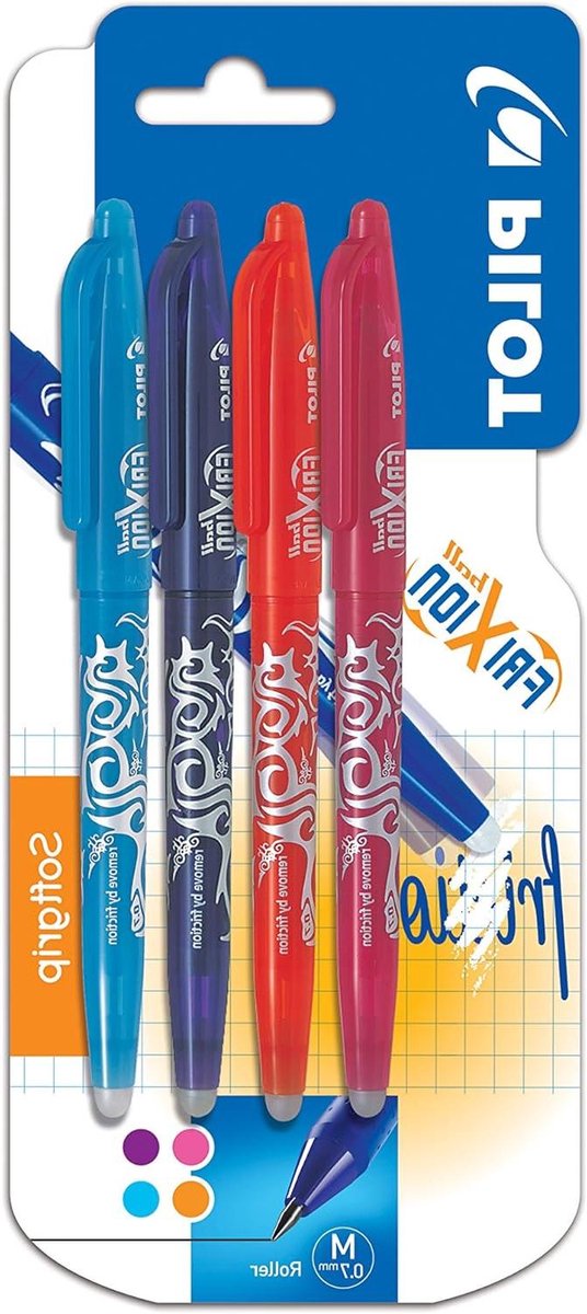 Rollerball Pennen - Uitwisbare Pennen - Fouten Corrigeren - Innovatieve Inkt - 4 Stuks - Roze Paars Oranje Lichtblauw