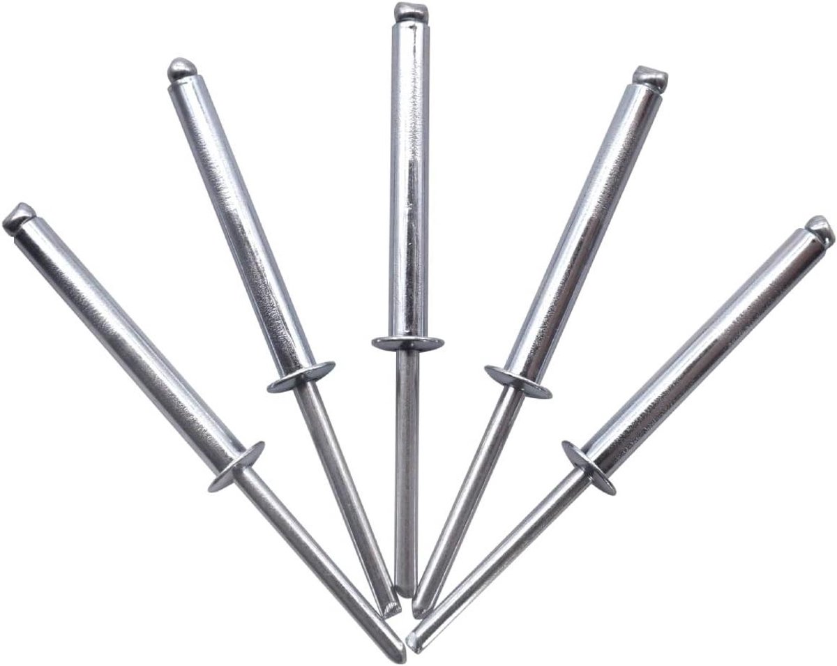 Blinde Klinknagels - Pop klinknagels Stalen klinknagels - Metaal Verbinden - Open Koepelkop - 5.0 x 40 mm - Zilver