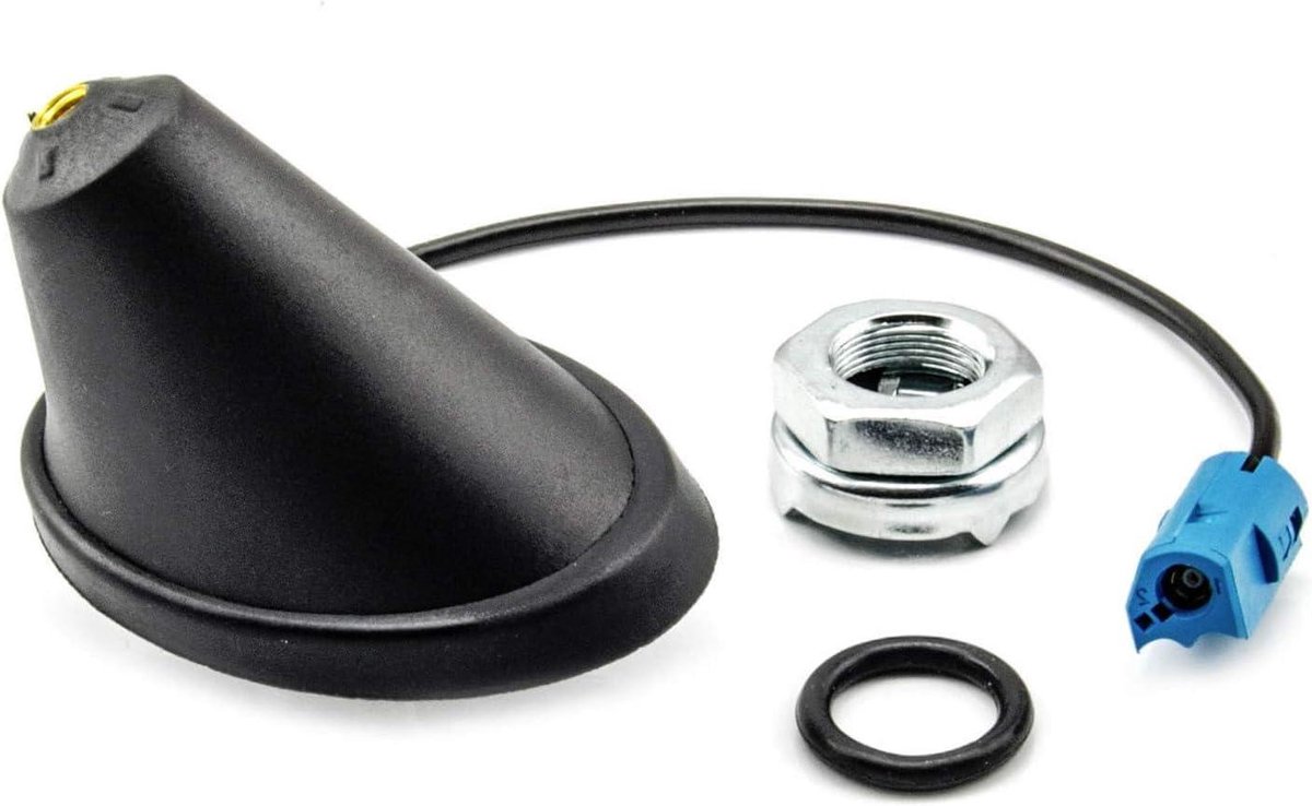 Dakantenne Basis - Auto Antenne - Auto Radio Ontvangst - Geïntegreerde Versterker - 30 cm kabel - Zwart