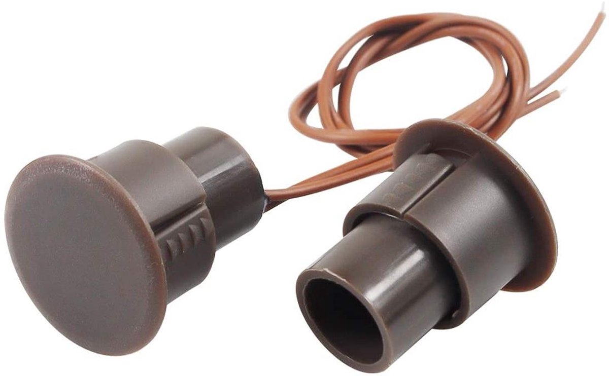 Deur Raam Contact Sensor - Magnetische Schakelaar Alarm - Beveiliging Huis - Normaal Gesloten NC - 30 mm Bedieningsafstand - Bruin