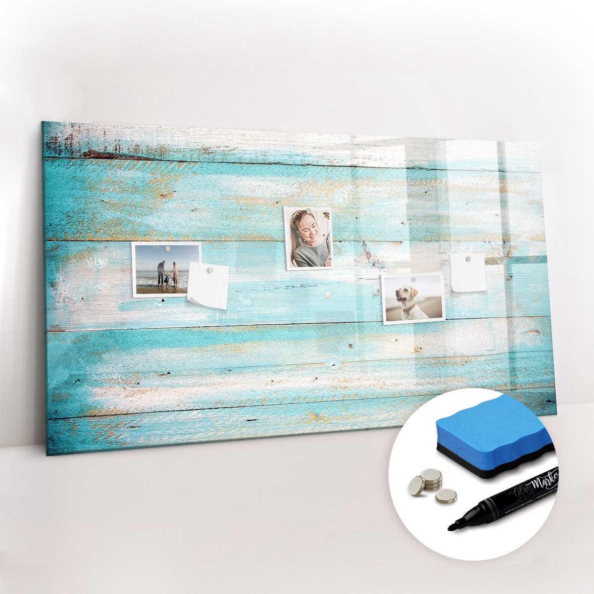 Tulup Whitebord - Blauwe borden - 120 x 60 cm - Veelkleurig Foto Magneetbord - Gratis 5 Sterke Magneten + Whiteboard Marker & Wisser - Wanddecoratie Kantoor - Magneetbord Keuken - Productiviteit Tools