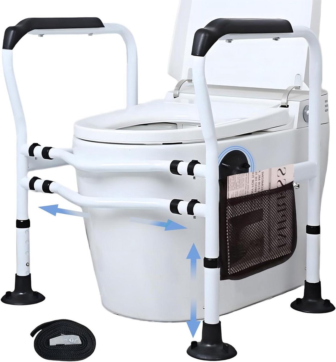 Toiletsteun Senioren - Opstahulp WC - Veiliger Toiletgebruik - Verstelbaar Design - 61-71 cm Hoogte - Zwart