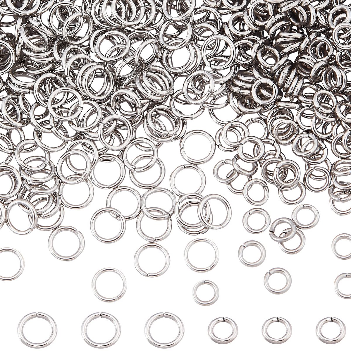 1 Doos 1100 Stuks 2 Stijlen 3mm 4mm Roestvrijstalen Open Springringen Connectors Verbindingsringen Bulk voor Sieraden Maken Kettingmail Ringen Oorbellen Armbanden Halsketting Benodigdheden