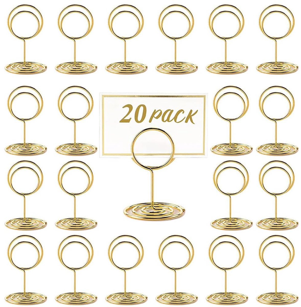 20 stuks metalen plaatskaarten bruiloft gouden kaarthouder mini nummer plaatskaartenhouder kleine ronde gouden tafelkaarthouder voor restaurant party bruiloft decoratie