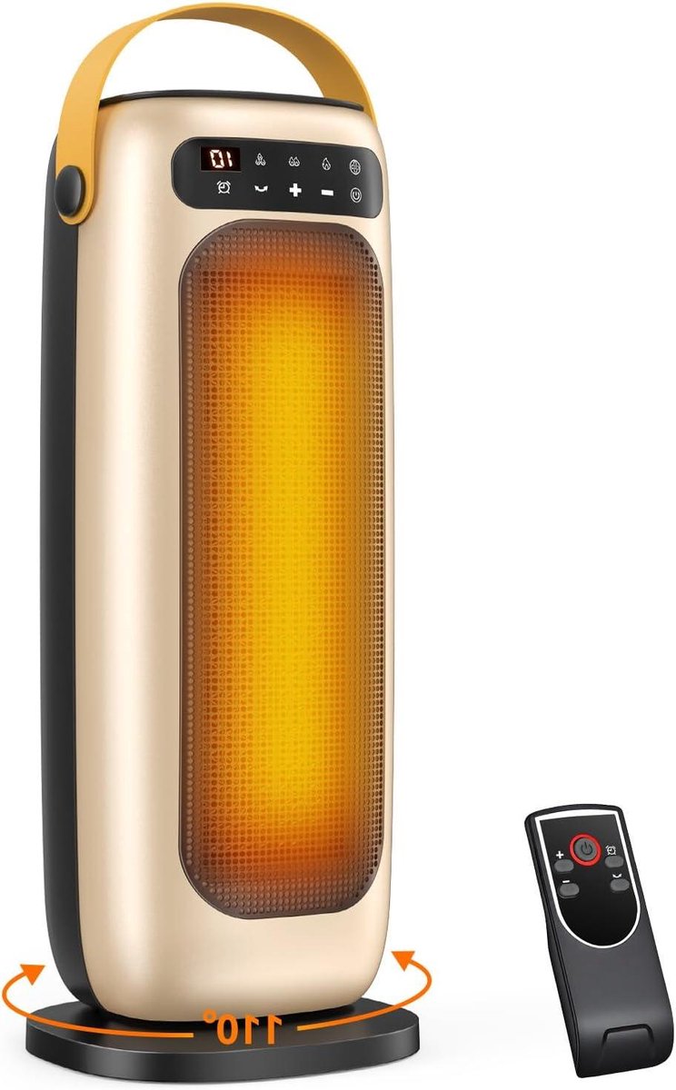 Elektrische Verwarming - Keramische Heater - Ruimte Verwarmen - 110 Graden Oscillatie - 1500W - Goud
