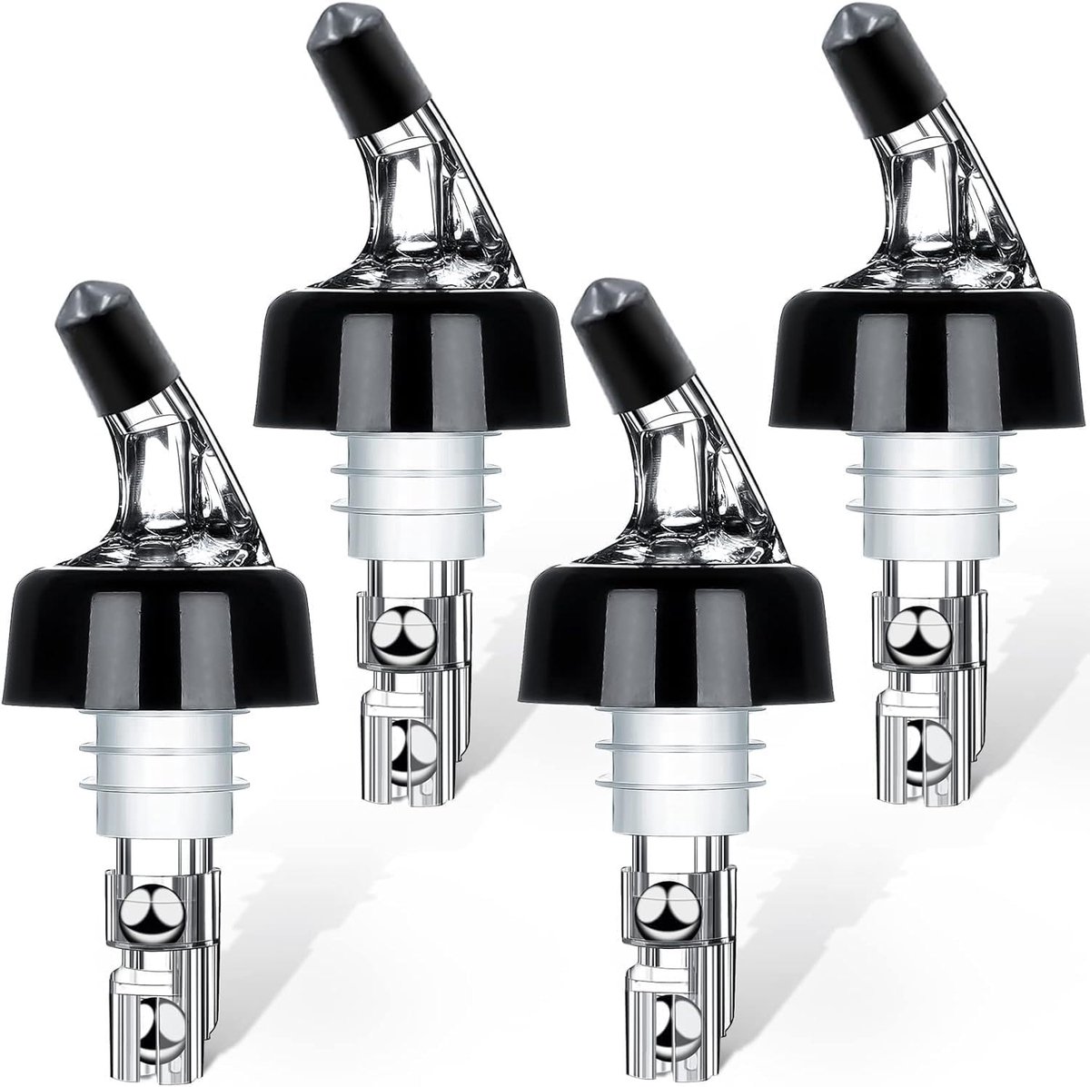 Set van 4 roestvrijstalen spirituosdoseerders (30 ml) – schenktuit voor wijn, cocktails en olie – roestvrijstalen portioneerder, vaatwasmachinebestendig, dicht en druppelvrij
