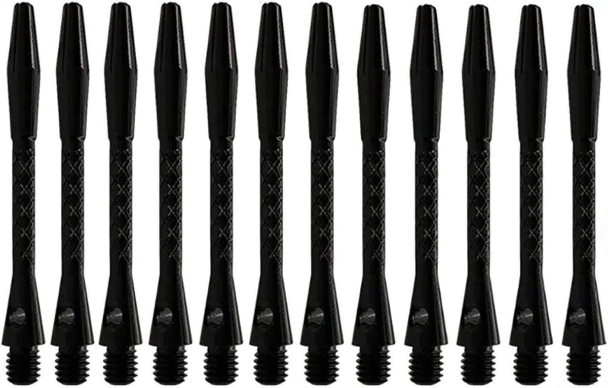 Dartschachten Aluminium - Dartstelen Metalen - Darts Werpen - Diamant Grip Patroon - 50 mm - Zwart