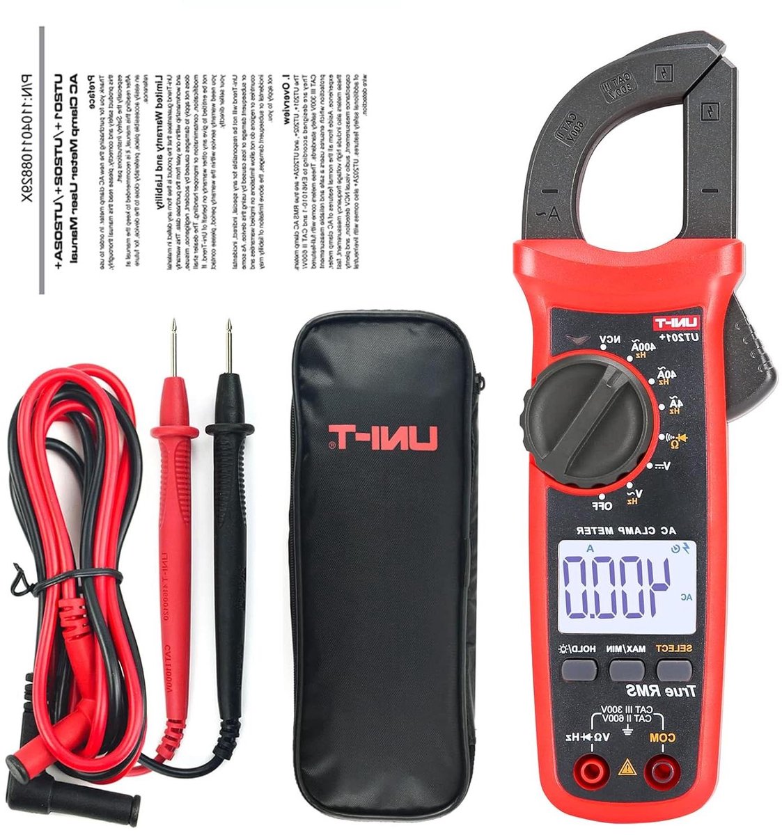 Digitale Tangmeter - Stroomtang Multimeter - Elektrische Tests - True RMS Bereik - 400A 600V - Grijs