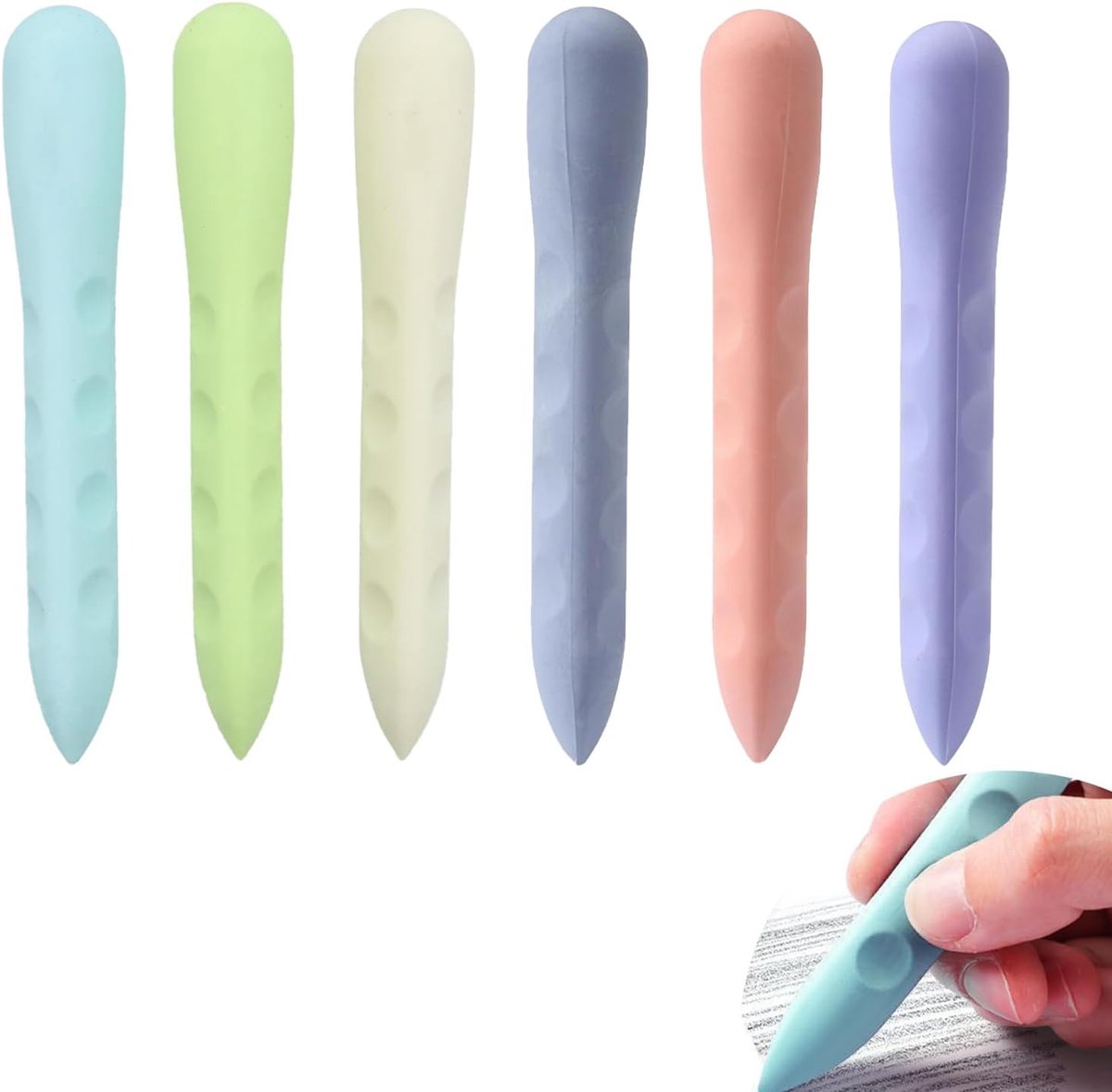 Gum voor kinderen, 6 stuks, driehoekige gumset, groot, potloodvorm, driehoekige gum, grip, zachte 2B-gum, voor school, kantoor, schilderen, schoolbenodigdheden, schrijfwaren