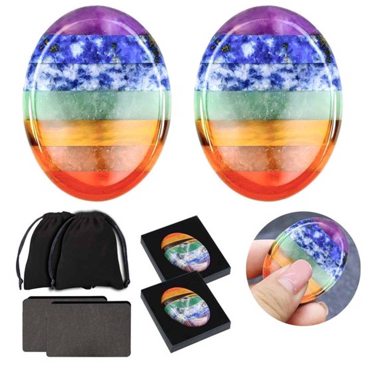 Dailygoods - Chakra Kristallen Duimstenen - Helende Stenen - Ovaal