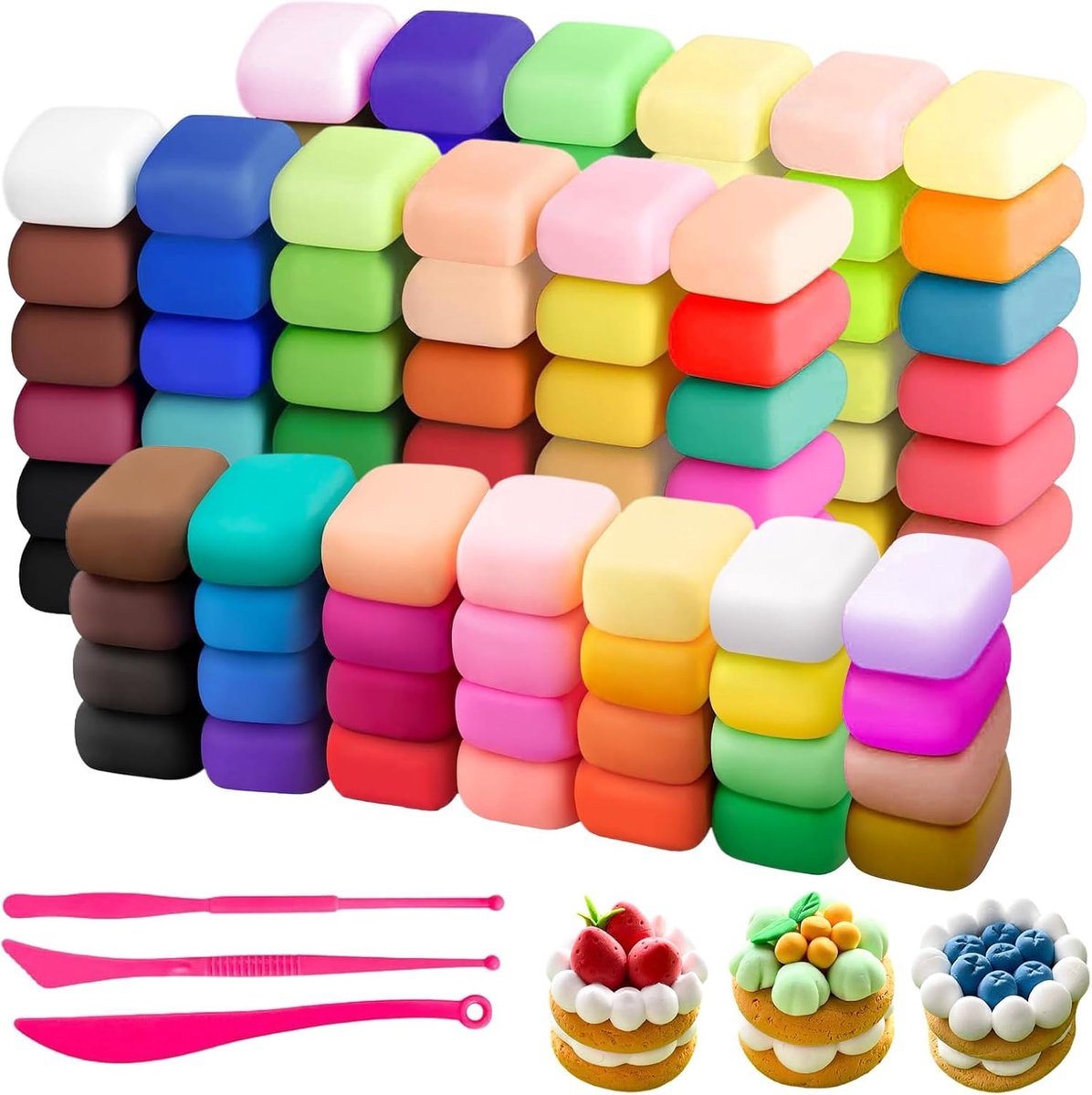 kinderen 100 kleuren – luchtdrogende klei set – creatieve knutselklei – zachte klei voor 3-8 jaar – boetseren cadeau voor jongens en meisjes – zonder oven gebruik