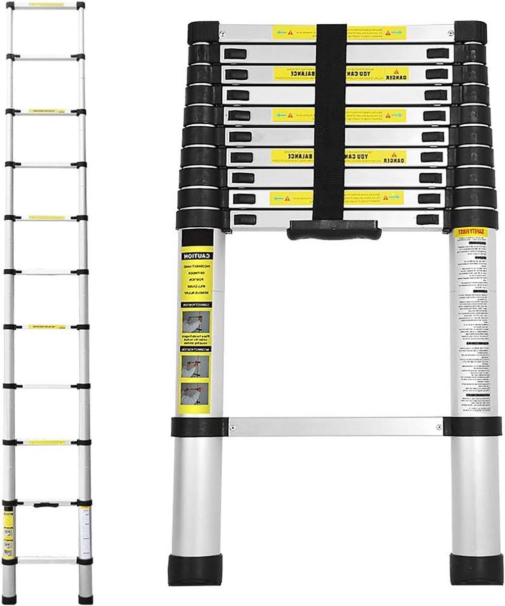 Telescopische Ladder - Uitschuifbare Ladder Aluminium - Klusjes Binnen Buiten - Veiligheidsvergrendeling Treden - 3.2 Meter - Aluminium